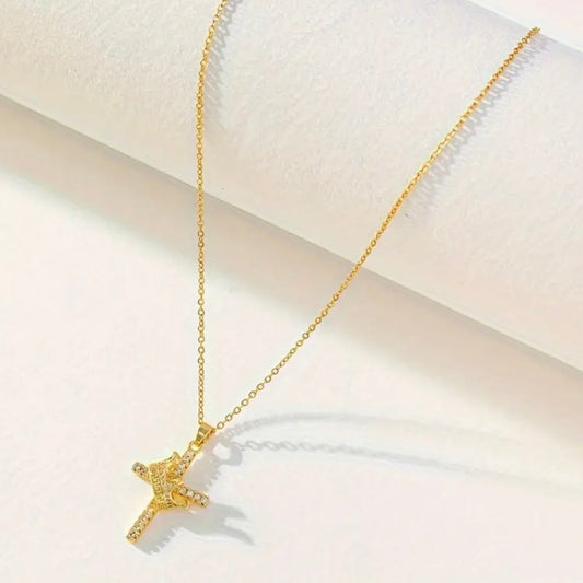 Crowned Cross Chain 18k gold Plated (Mens)